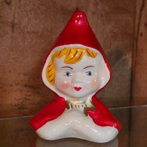Vintage Little Red Riding Hood Vase/Planter